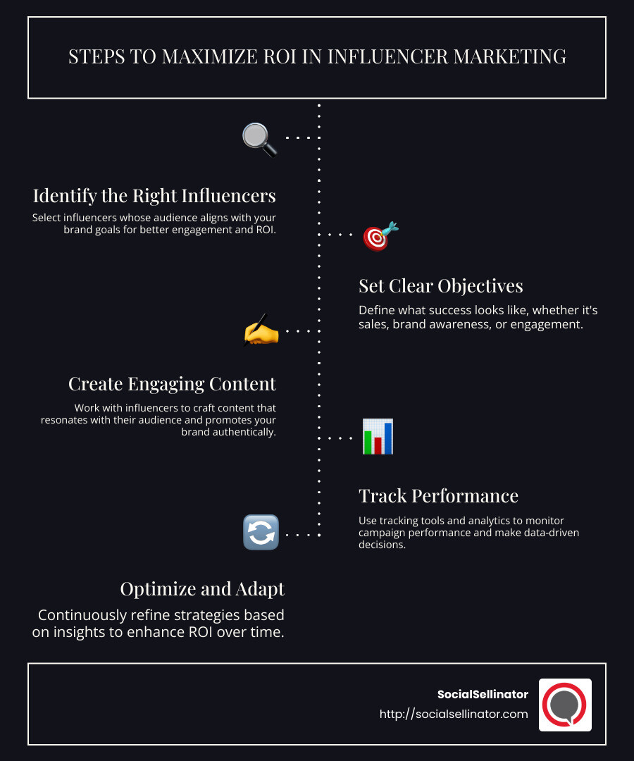 ROI in Influencer Marketing Infographic - roi on influencer marketing infographic infographic-line-5-steps-dark