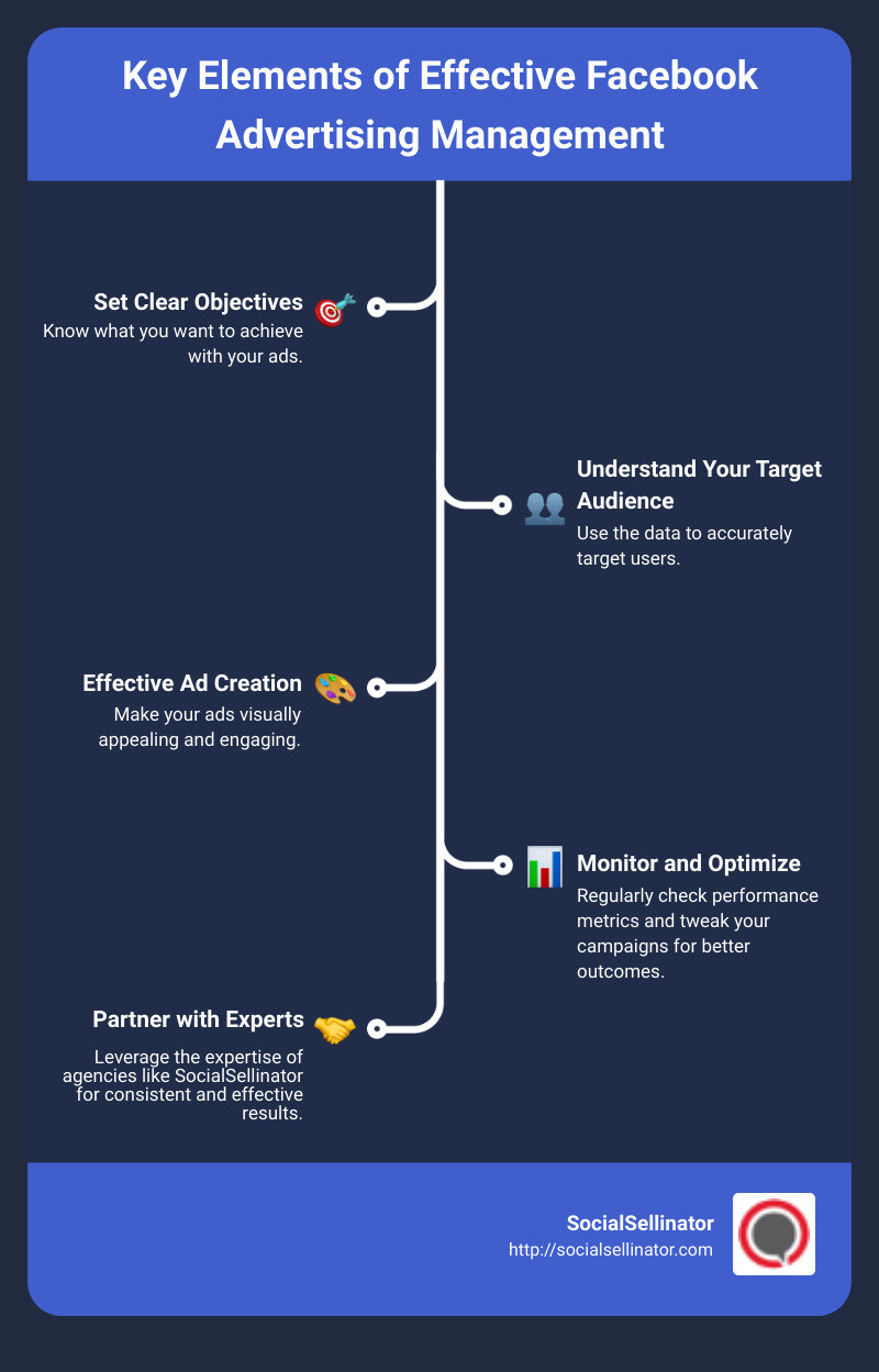 Key Elements of Facebook Advertising Management Infographic - facebook advertising management infographic infographic-line-5-steps