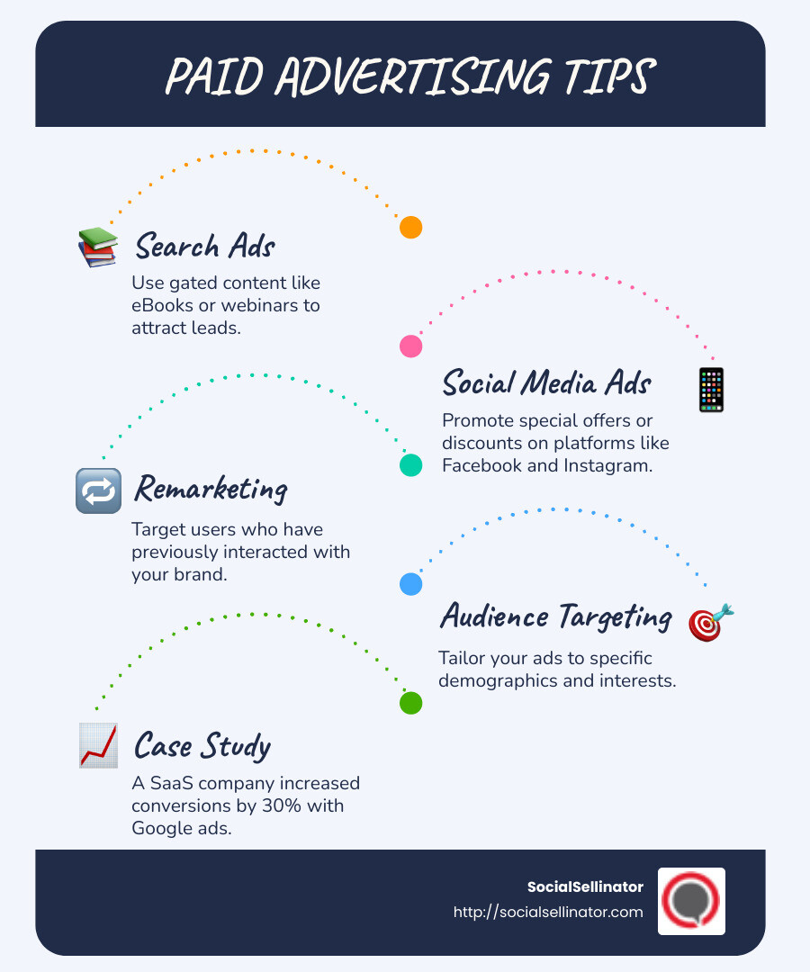 Paid advertising can generate quick leads - lead generation digital marketing infographic infographic-line-5-steps-blues-accent_colors