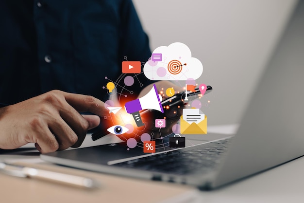 Photo market share concepts of digital marketing and advertising digital content marketing social media marketing seo